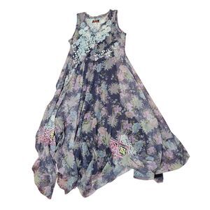 NWT Johnny Was Biya Yawa Floral Embroidered Mesh Maxi Dress XL Petite